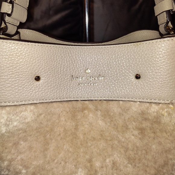 KATE SPADE MARTI MIXED DRAW-STRING BUCKET BAG BLUSH LEATHER & PLUSH FAUX FUR EUC - Picture 12 of 13